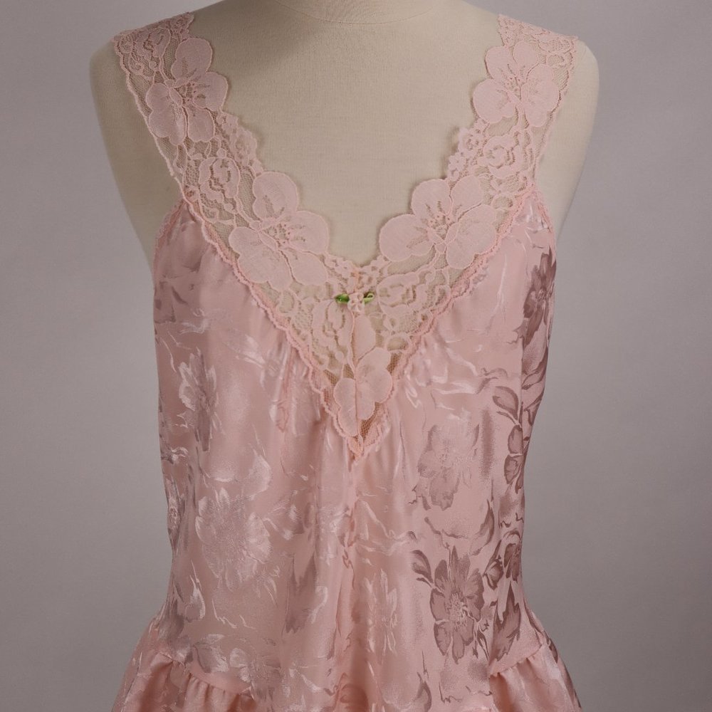 🌺 Vtg Victoria's Secret Pink Lace Babydoll Nightgown Lingerie Negligee Nightie